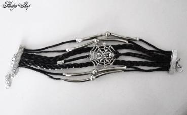 Gothic Armband silber Spinne im Netz