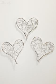 Draht Herzen Rattanoptik Silber