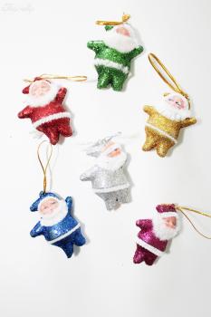 6 kleine Weihnachtsmänner Christbaumschmuck Anhänger