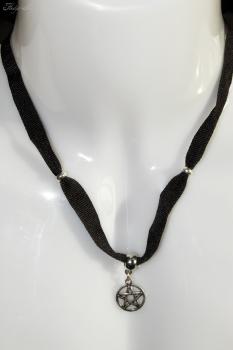 Schwarzes Gothic Halsband mit Pentagramm