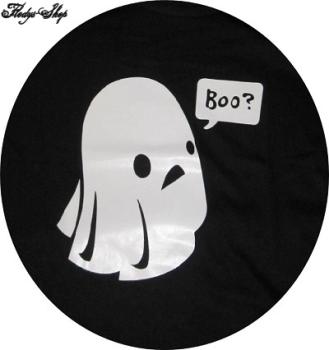 Damen T-Shirt Baumwolle Aufdruck "Boo?"