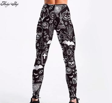 Black Leggings "Halloween Style" 3D Bild Hose