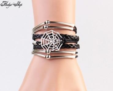 Gothic Armband silber Spinne im Netz