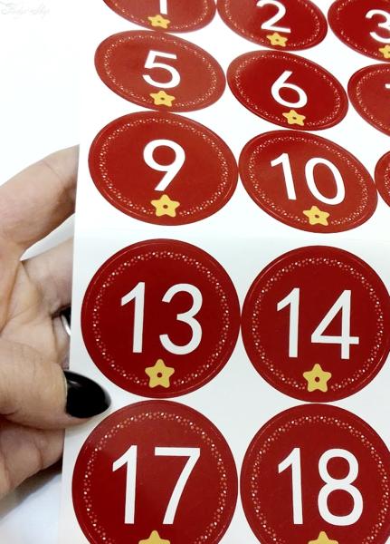 24 Aufkleber Adventskalender Zahlen