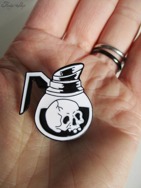 Anstecker Pin "Dead Coffee" Metall Brosche