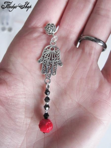 Ohrstecker Rose-Hamsa Hand Glücksbringer