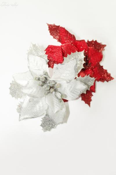 Deko-Blüte 16 cm Glitzer Weihnachtsstern