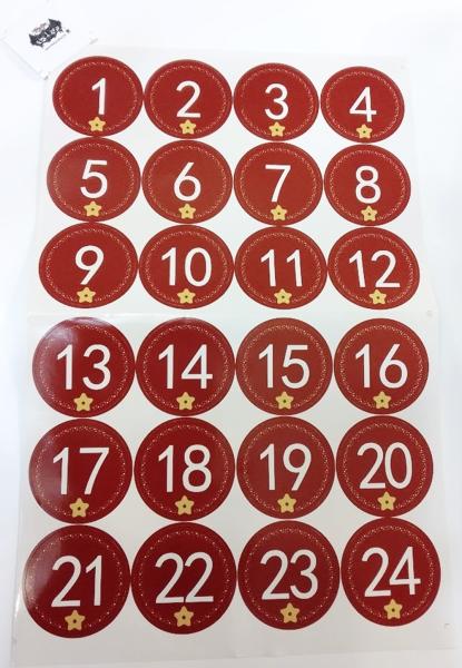 24 Aufkleber Adventskalender Zahlen